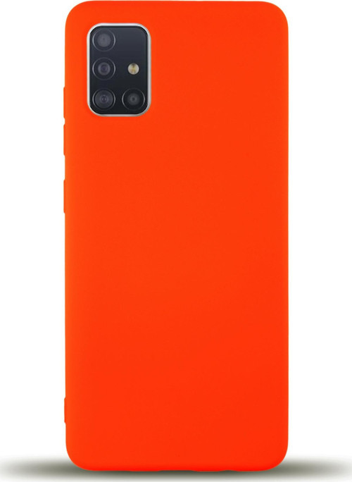 Samsung Galaxy A71 Kapak İçi Kadife Lansman Silikon Kılıf - Turuncu