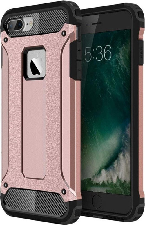 Apple iPhone 8 Plus Kapak Çift Katmanlı Zırh Tank Kılıf - Rose Gold