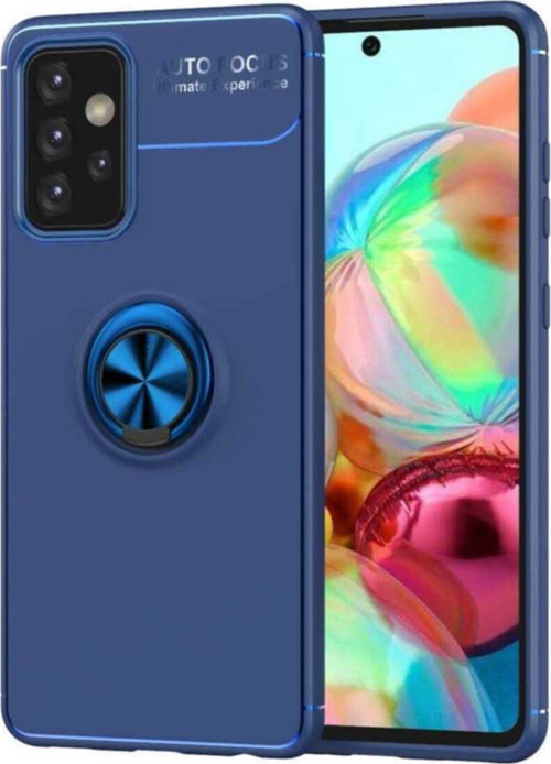 Samsung Galaxy A72 Kılıf Renkli Yüzüklü Manyetik Silikon Kapak Mavi - Mavi