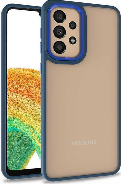 Samsung Galaxy A73 Kapak Metal Kamera Korumalı Arkası Şeffaf Silikon Kılıf - Mavi