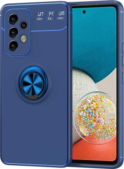 Samsung Galaxy A73 Kılıf Renkli Yüzüklü Manyetik Silikon Kapak Mavi - Mavi