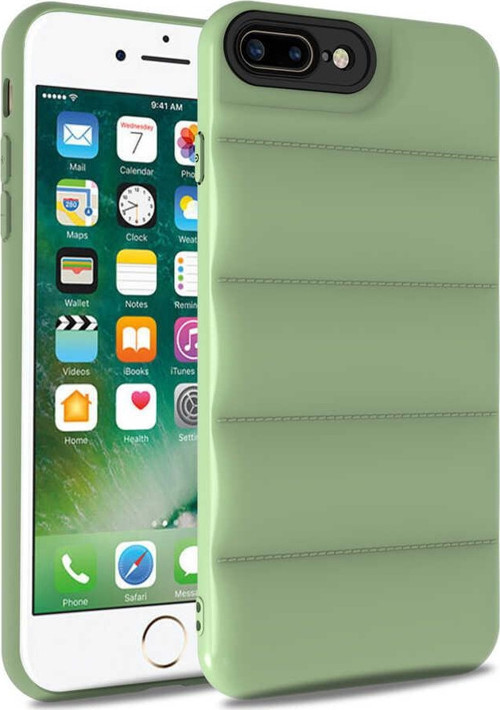 Apple iPhone 7 Plus Kapak Kamera Korumalı Puf Silikon Kılıf - Açık Yeşil