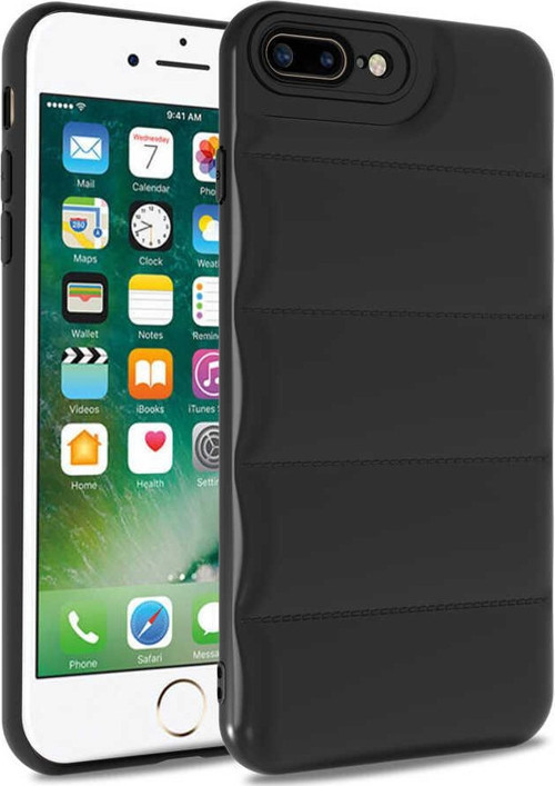 Apple iPhone 7 Plus Kapak Kamera Korumalı Puf Silikon Kılıf - Siyah