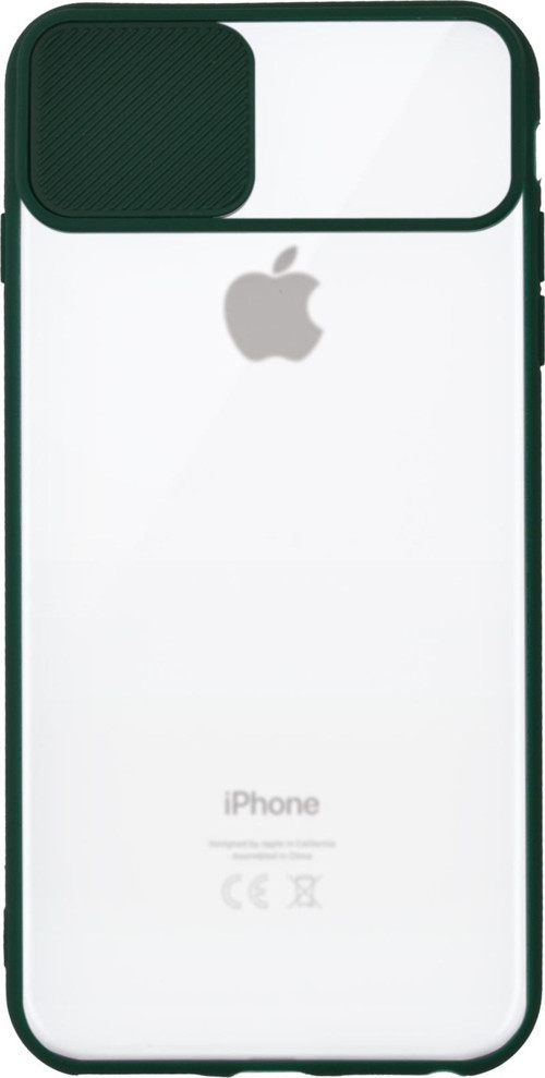 Apple iPhone 7 Plus Kapak Lensi Açılır Kapanır Kamera Korumalı Silikon Kılıf - Yeşil