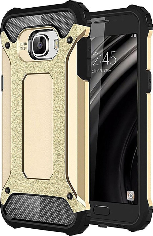 Samsung Galaxy C5 Kapak Çift Katmanlı Zırh Tank Kılıf - Gold