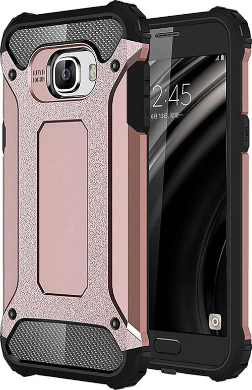 Samsung Galaxy C5 Kapak Çift Katmanlı Zırh Tank Kılıf - Rose Gold