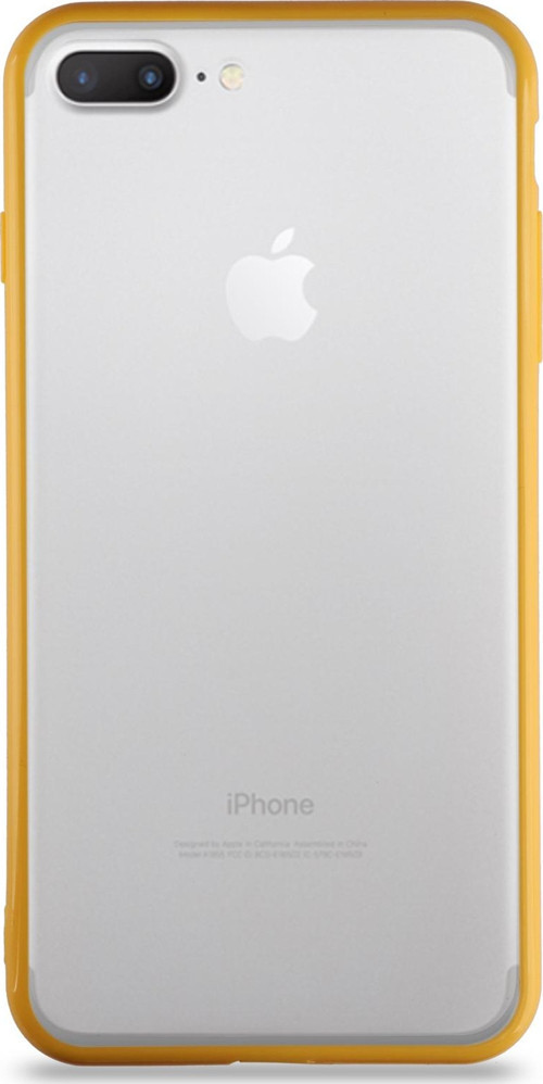 Apple iPhone 8 Plus Kılıf Kenarları Renkli Silikon Şeffaf Arka Kapak - Sarı