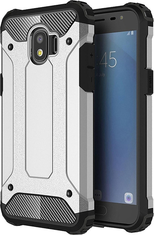 Samsung Galaxy J2 Pro 2018 Kapak Çift Katmanlı Zırh Tank Kılıf - Gri