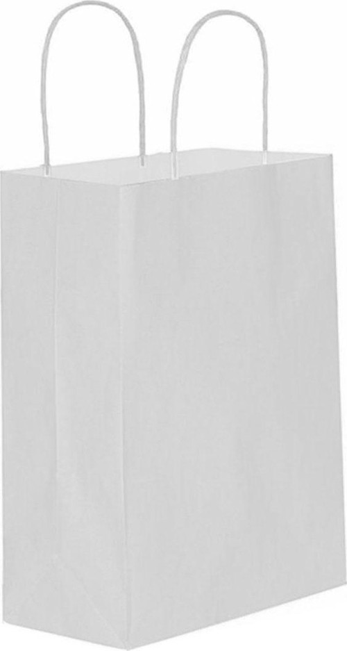 Kağıt Hediye Çantası Düz Renk Büyük Boy 25X31 CM (25 Adet) Beyaz