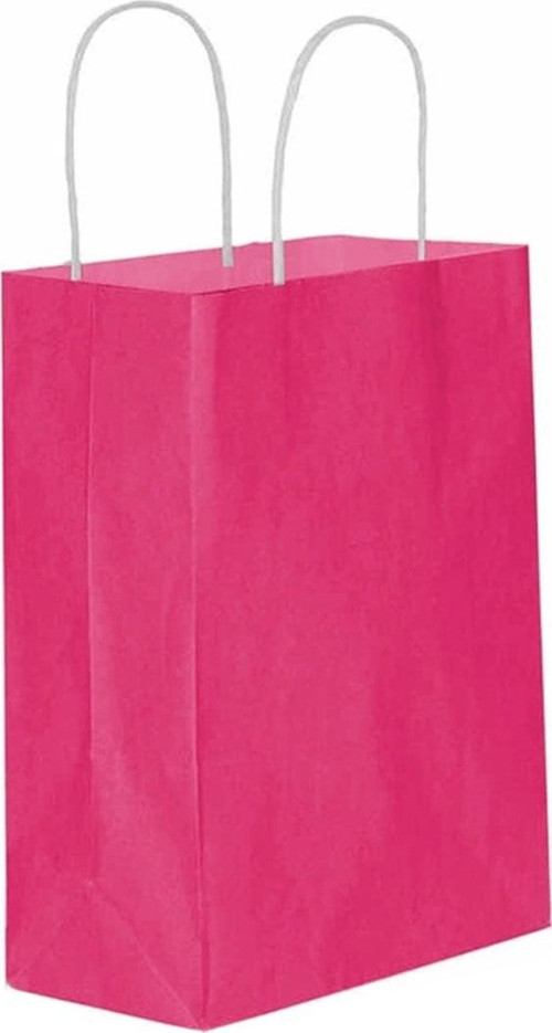 Kağıt Hediye Çantası Düz Renk Büyük Boy 25X31 CM (25 Adet) Fuşya