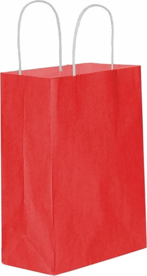 Kağıt Hediye Çantası Düz Renk Büyük Boy 25X31 CM (25 Adet) Kırmızı