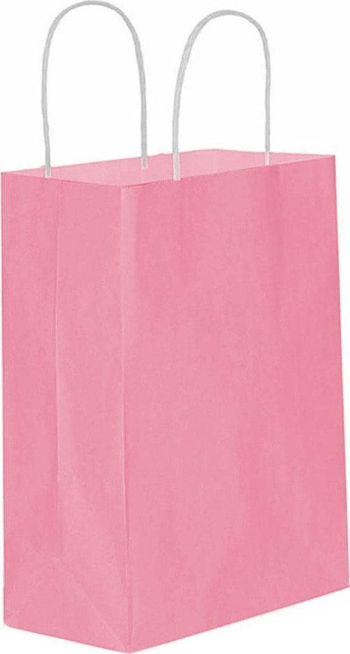 Kağıt Hediye Çantası Düz Renk Büyük Boy 25X31 CM (25 Adet) Pembe