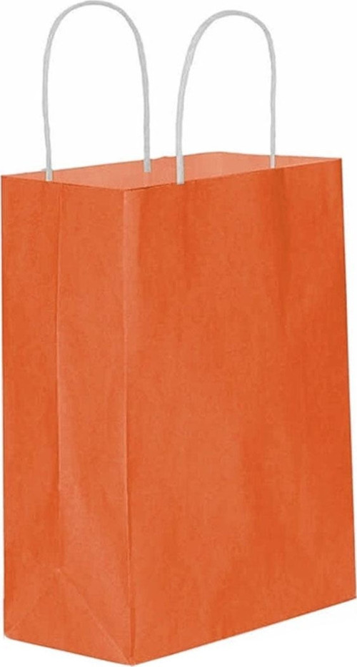 Kağıt Hediye Çantası Düz Renk Büyük Boy 25X31 CM (25 Adet) Turuncu