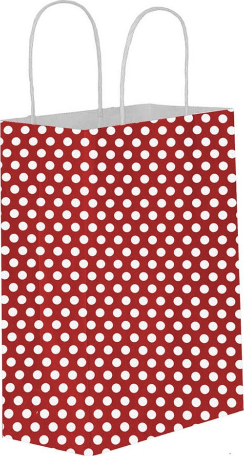 Kağıt Hediye Çantası Puantiyeli Battal Boy 31X41 CM (25 Adet) Puantiyeli Kırmızı