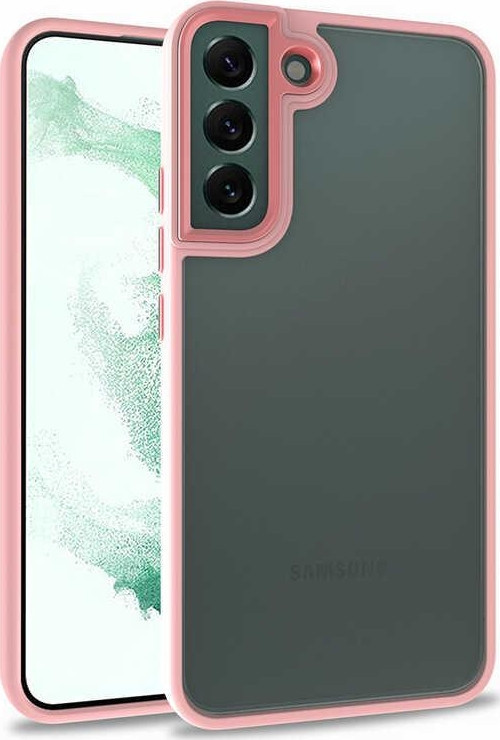 Samsung Galaxy S22 Kapak Metal Kamera Korumalı Arkası Şeffaf Silikon Kılıf - Rose Gold