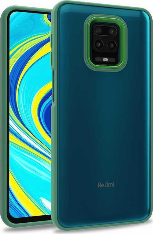 Xiaomi Redmi Note 9 Pro Kapak Metal Kamera Korumalı Arkası Şeffaf Silikon Kılıf - Yeşil