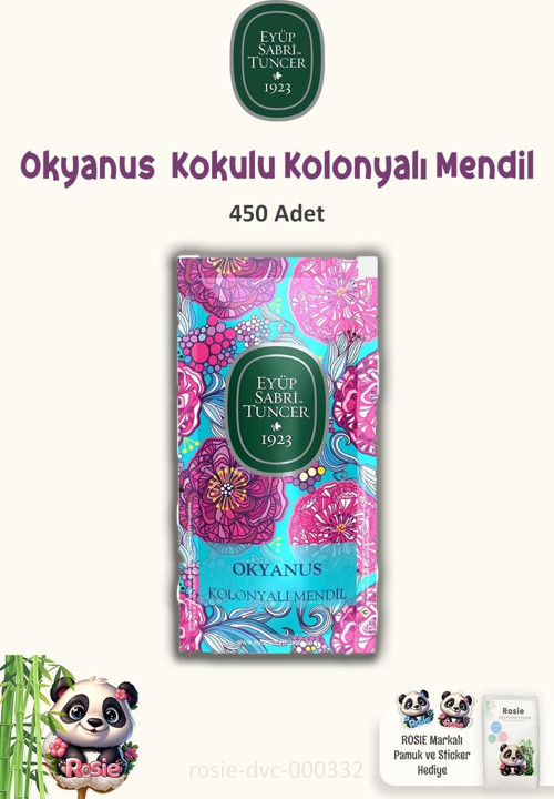 3 Paket Eyüp Sabri Tuncer Kolonyalı Mendil Okyanus 150 li ve ROSIE Pamuk
