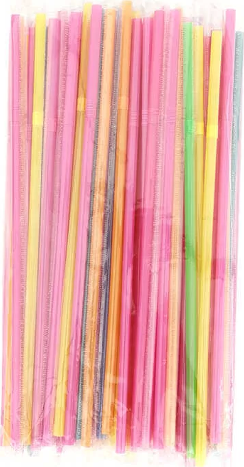 Plastik Jelatinli İnce Körüklü Renkli Pipet - 100 Adet