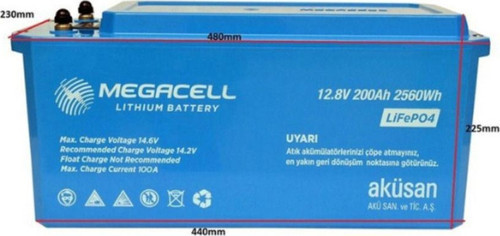 12.8V 200Ah Lifepo4 Lityum Demir Fosfat Akü