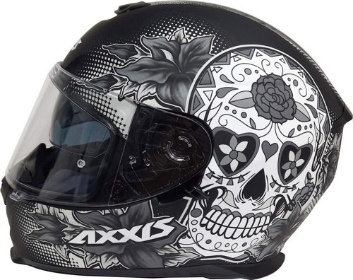 Eagle Sv Mexican Skull A21 Matt Black Grey Full Face Motosiklet Kaskı