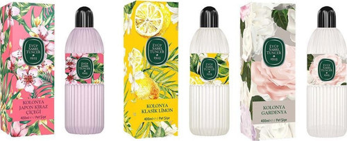 Kolonya Japon Kiraz Çiçeği, Klasik Limon ve Gardenya Pet Şişe 400 ML