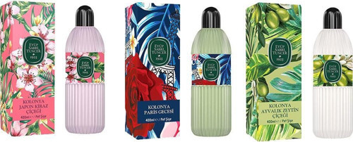 Kolonya Japon Kiraz Çiçeği, Paris Gecesi ve Ayvalık Zeytin Çiçeği Pet Şişe 400 ML