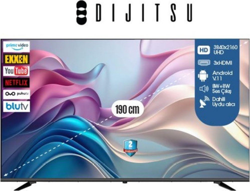 Djitsu 75Dg22000 75" 190 Ekran 4K Uhd Google Led Tv