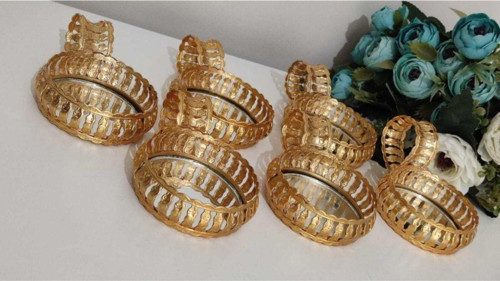 Aynalı Motifli Lüx Gold Kahveyanı Lokmluk,Sunumluk 6 Adet.
