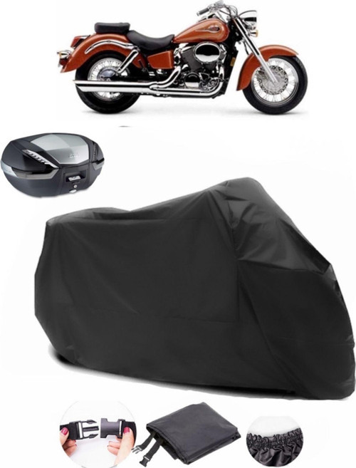Honda Vt 750 Shadow Ace Arka Çanta Uyumlu Branda Siyah Motosiklet Brandası ( Kilit Uyumlu)