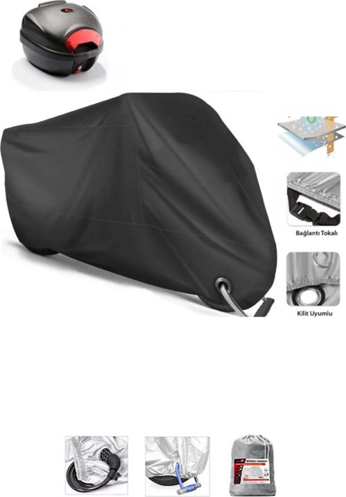 Jawa Cz 250 İçin Arka Çanta Ve Kilit Uyumlu Siyah Motosiklet Branda, Güvenli