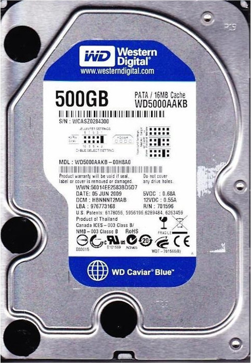 Wd 500GB 3.5" Ide 500GB 7200RPM 16MB WD5000AAKB (Eski Tip IDE) Harddisk