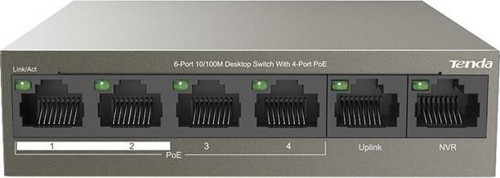 TEF1106P 6 Port 4 Port Poe+ 10-100 + 2 Port Uplink Switch Çelik Kasa Rack Mount
