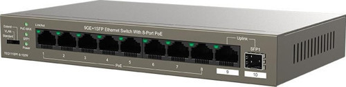 TEG1110PF-8-102W 9 Port 8 Port Poe+ 10-100-1000 Switch + 1 Port Uplink + 1 Port SFP