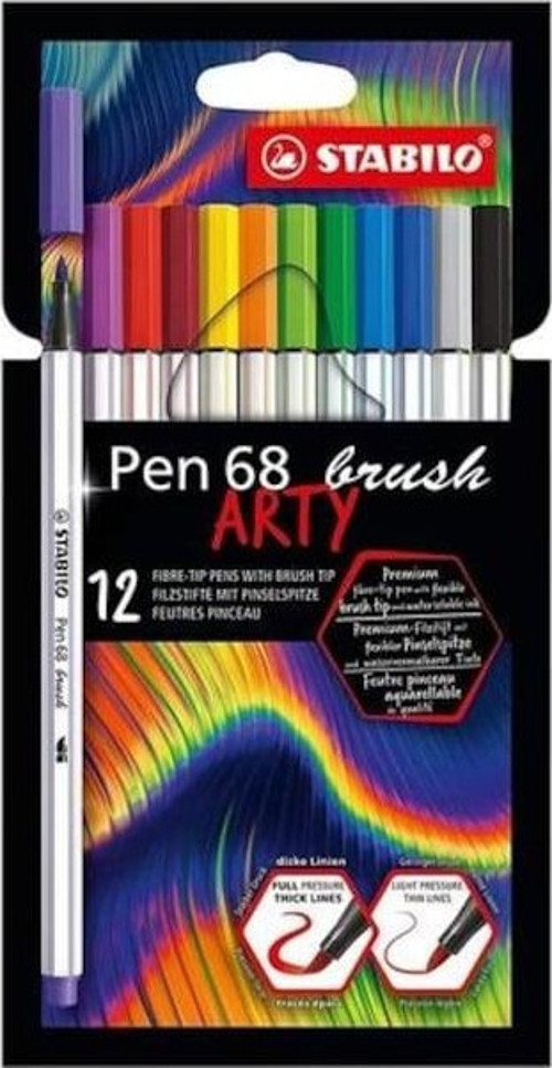 Keçe Uçlu Boya Kalemi Pen 68 Brush Arty 12 Renk