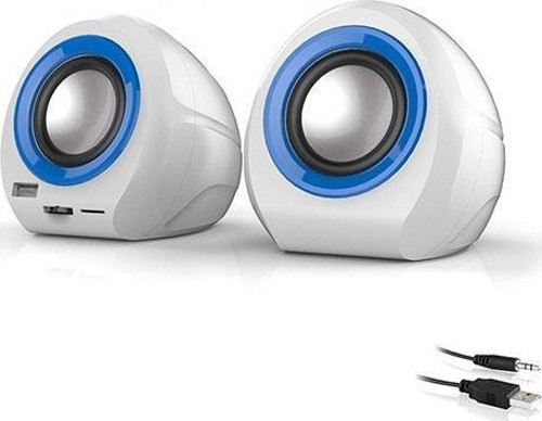 MD-179 Beyaz-Mavi Usb+Sd+Fm Radyolu Speaker
