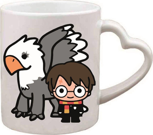 Kişiye Özel Harry Potter Emoji Ve Kalp Kulplu Süblimasyon Kaliteli Baskılı Porselen Kupa Bardak Kalpli