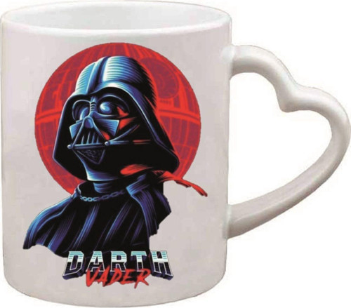 Kişiye Özel Starr Wars Darth Vader Kalp Kulplu Özel Süblimasyon Baskılı Porselen Kupa Bardak Kalpli