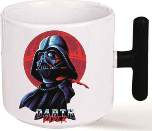 Kişiye Özel Starr Wars Darth Vader Kalp Kulplu Süblimasyon Baskılı Porselen Kupa Bardak Siyah T