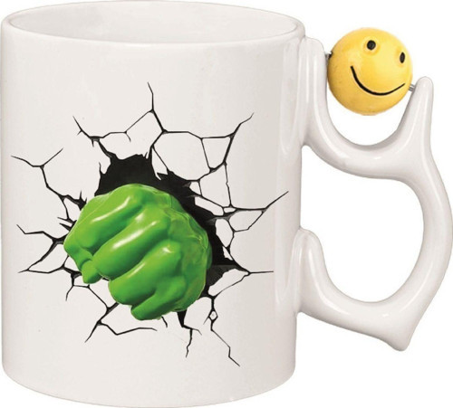 Kişiye Özel Hulk Avengers Emoji Kalp Kulplu Özel Süblimasyon Kaliteli Baskılı Porselen Kupa Bardak Emoji Kulp