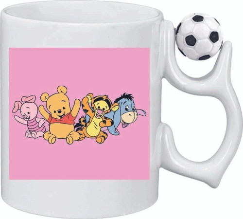 Kişiye Özel Winnie The Pooh Çocuk Kalp Kulplu Süblimasyon Kaliteli Baskılı Porselen Kupa Bardak Futbol Kulp