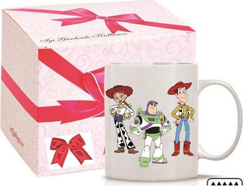 Kişiye Özel Oyuncak Hikayesi Jessie Buzz Woody Kulplu Süblimasyon Baskılı Porselen Kupa Bardak Düz Kulp