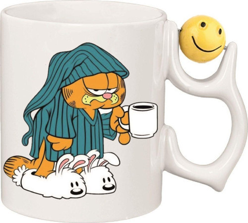 Kişiye Özel Coffee Kedi Garfield Kulplu Özel Süblimasyon Baskılı Porselen Kupa Bardak Emoji Kulp