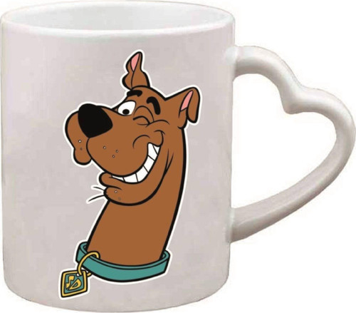 Kişiye Özel Scooby Doo Cizgifilm Çizim Çocuk Kulplu Süblimasyon Baskılı Porselen Kupa Bardak Kalpli