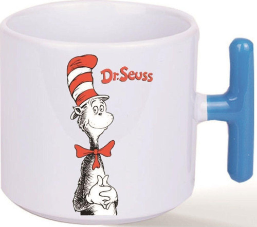 Kişiye Özel Dr.seuss Şapkadaki Kedi Çocuk Kulplu Özel Süblimasyon Baskılı Porselen Kupa Bardak Mavi T