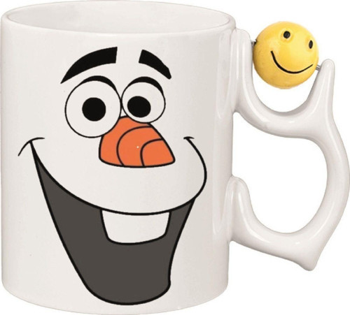Kişiye Özel Frozen Kardan Adam Olaf Emoji Kalp Kulplu Süblimasyon Baskılı Porselen Kupa Bardak Emoji Kulp