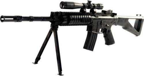 Unisex Çocuk Siyah Oyuncak Lazerli Dürbünlü Sniper Boncuk Atan Tabanca 600 Boncuk Hediyeli