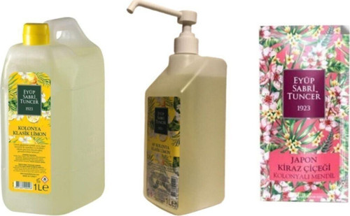 Klasik Limon Kolonyası Sprey ve Yedek Şişe 1 lt, Japon Kiraz Çiçeği Mendil