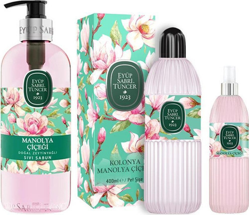 Manolya Çiçeği Sıvı Sabun ve Kolonya Seti, 400 ml + 150 ml + 500 ml