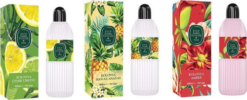 Kolonya Çeşme Limonu, Hawaii Ananas ve Amber Pet Şişe 400 ml