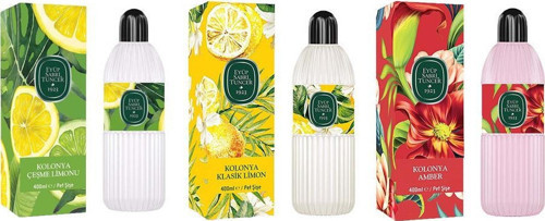 Kolonya Çeşme Limonu, Klasik Limon ve Amber Pet Şişe 400 ml